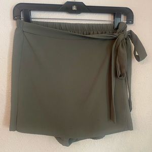 Olive green tie skort